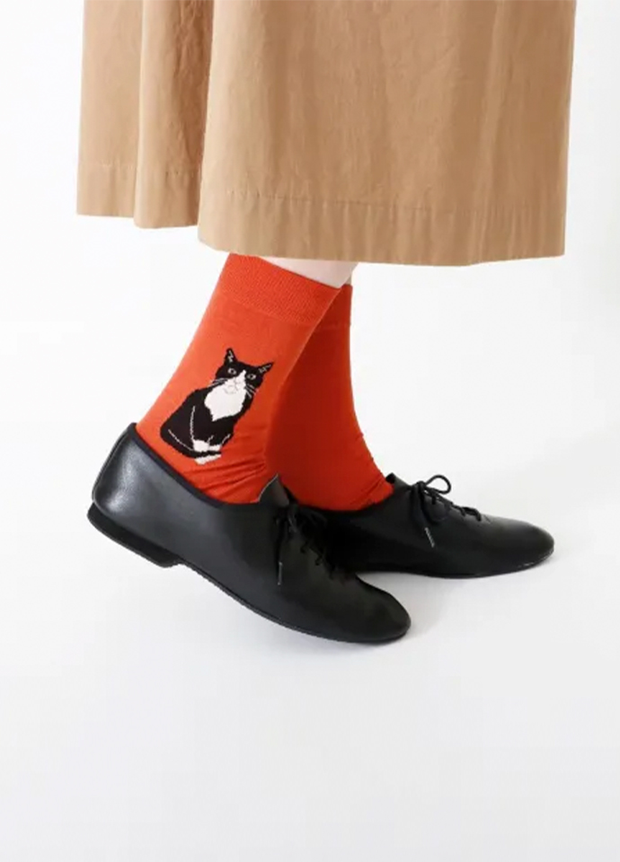 French Hachi Cat Mid-Calf Socks